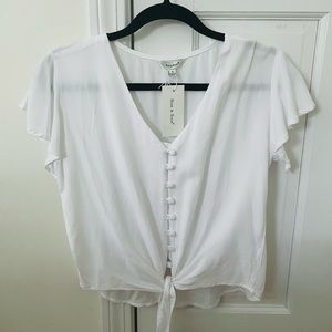 NWT Sim & Sam white ruffle shoulder blouse